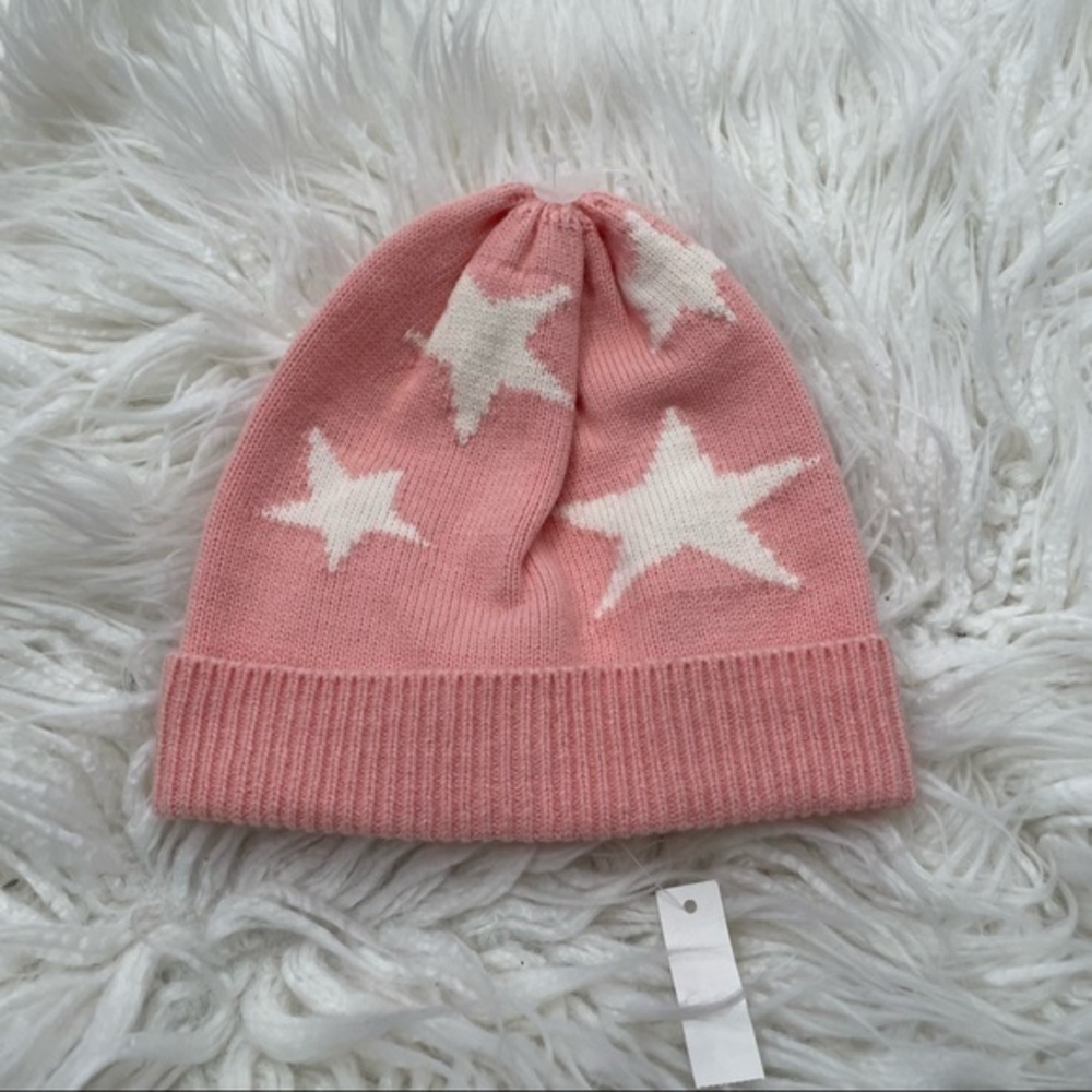 J.crew factory‎ crew cuts little girls pink star beanie hat S M NWT